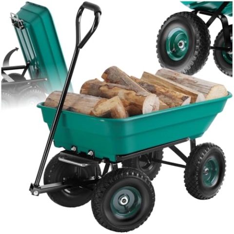 tectake® Bollerwagen, Handwagen, Transporter mit Kippfunktion, Rollwagen mit Lenkachse, Trolley, als Einkaufswagen, Bastelwagen, Transportkarre, Gartenwagen, Einkaufstrolley - Belastbarkeit 120kg