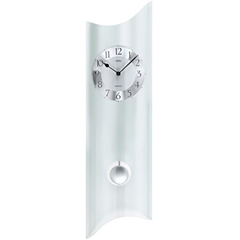 Wanduhr mit Pendel Quarz geschwungenes satiniertes Mineralglas