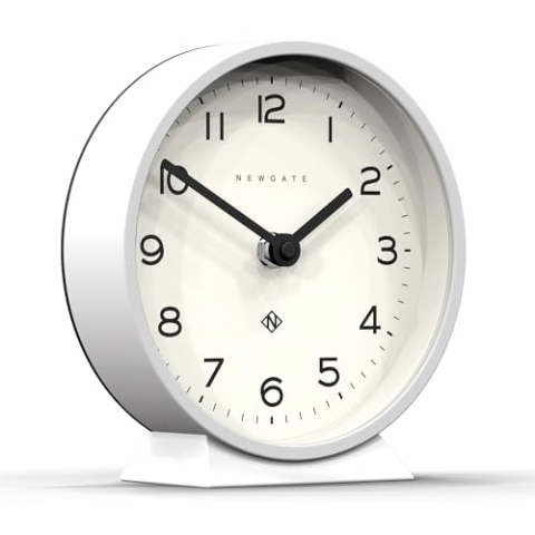 NEWGATE® M Leise Kaminuhr - 'Kein Ticken' - Eine Moderne Kaminuhr - Kleine Uhr - Kaminuhren - Minimalistisches Zifferblatt - (Polarweiß)