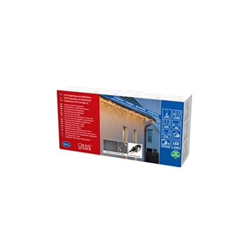 Konstsmide LED Lichtervorhang, mit Multifunktion, weiß, 24V Außentrafo, 184 bernsteinfarbene Dioden, weißes Kabel - 2778-802