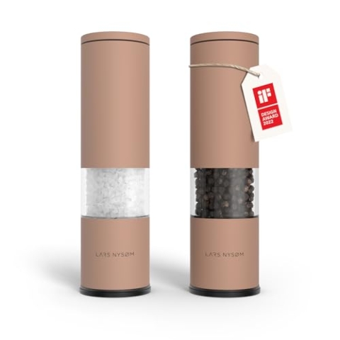 LARS NYSØM Salz und Pfeffer Mühle 2er Set Manuell mit einstellbarem Keramik-Mahlwerk von grob bis fein I Design Gewürzmühlenset (2 Stück) (Blush Rose)
