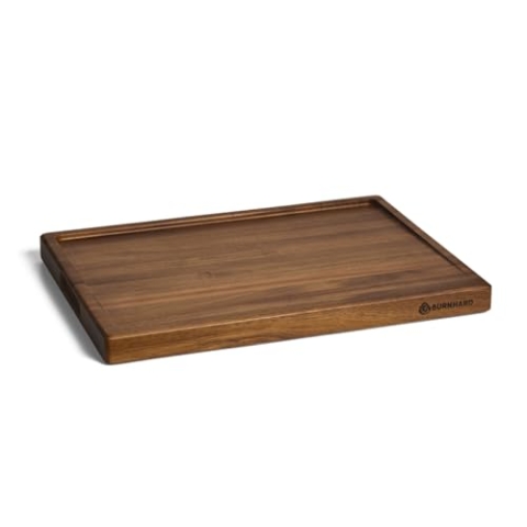 BURNHARD Schneidebrett aus Akazienholz – extra großes XXL Küchenbrett (52 x 38 cm) mit Saftrille, Griffmulden & rutschfestem Stand
