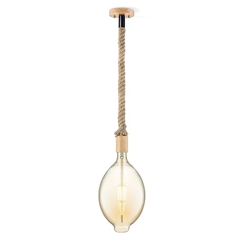 Home Sweet Home Ländliche Hängelampe Leonardo Oval | G180| Länge 100cm | Bernstein | Hängelampe mit LED-Lampe | 4W 400lm 2700K | Pendelleuchte geeignet für Wohnzimmer, Schlafzimmer