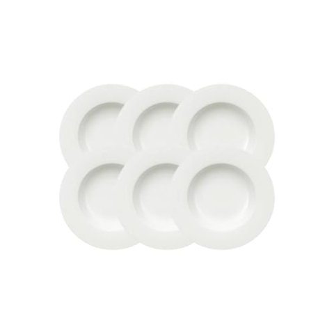Villeroy & Boch Royal Suppenteller, Porzellan, Weiß, 25 x 25 x 9.20 cm, 6 Einheiten