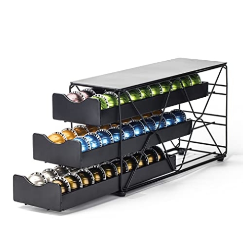 Bagoo Kaffeepads Halter für Nespresso Vertuoline Schublade Mehrstufig für Vertuo Kapseln Aufbewahrung (3 Tier)