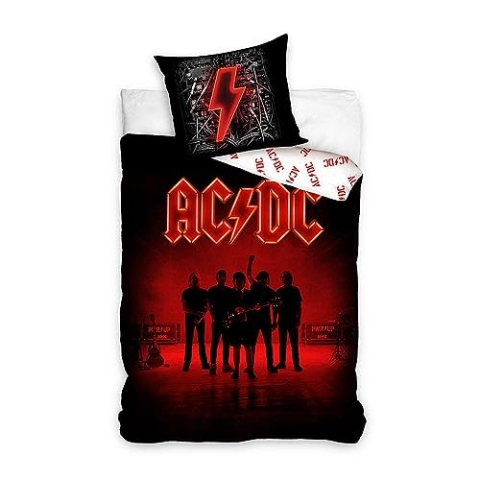 AC/DC Power Up Einzelbettbezug & Kissenbezug Set - Wendebettwäsche Bettbezug mit Kissenbezug aus 100% Baumwolle - Komfortabler & atmungsaktiver Bettbezug