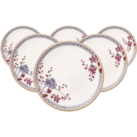 Villeroy & Boch Artesano Provençal Lavendel Speiseteller 6er Set, 27 cm, Großer Essteller mit erhöhtem Rand und Lavendel-Dekor, Premium Porzellan, Spülmaschinenfest, Bunt