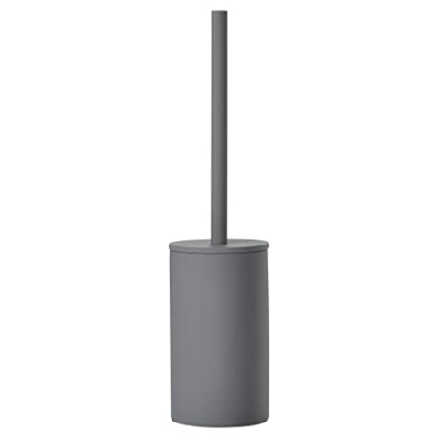 Zone Denmark Karma Toilettenbürste, WC Bürste aus Steinzeug, Klobürste in Schönem Dänischem Design, Bürstengarnitur mit Bürste und Halter fürs Badezimmer, Stehend, Durchm. 9,2 cm, Höhe 38 cm, Grau