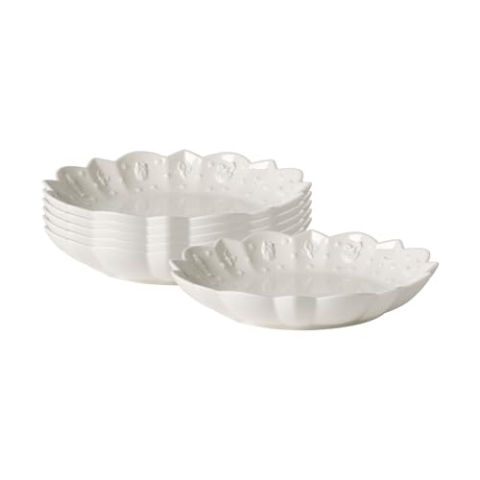 Villeroy & Boch Toy's Delight Royal Classic Kleine Schalen 6er Set, 16 cm, Servierschalen mit weihnachtlichem Relief, Premium Porzellan, Weiß