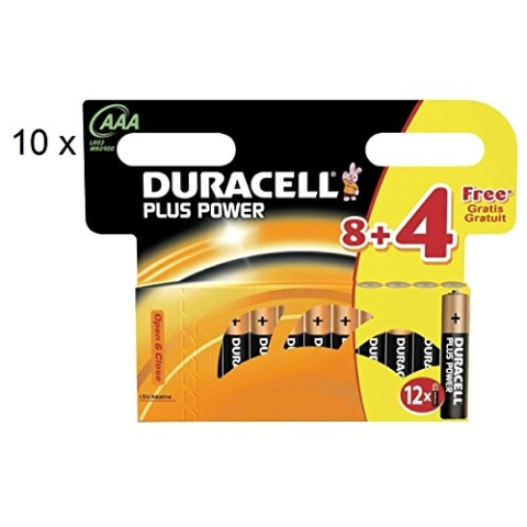 120x Duracell MN2400 Plus Power AAA Triple A Size Remote Battery Batteries