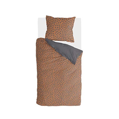 Walra Bettwäsche-Set Spots & Dots, 100% Baumwolle, 135x200, Wendebettwäsche, 2-teilig, Cognac