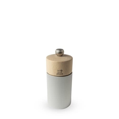 PEUGEOT - Pfeffermühle Line 12 cm - Klassische Mahlgradeinstellung - Aluminium und Holz mit PEFC-Siegel - Naturfarben