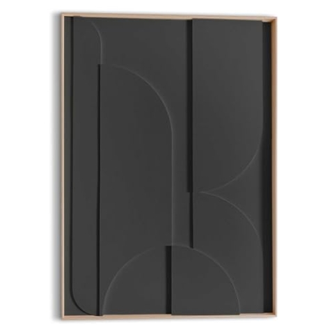 REINDERS Relief Wandbild, Puzzeled - charcoal, Wohnzimmer, Poster, Wanddeko, Room Decor, MDF,Pflaster, Schwarz, 70x50cm
