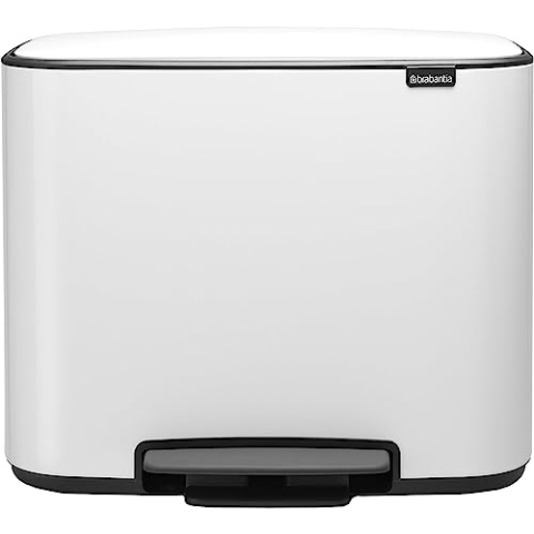 Brabantia 121005 Bo Treteimer 3 x 11 L Abfalleimer, Metall, White, 54 x 36.5 x 44 cm, 3 x 11 litre