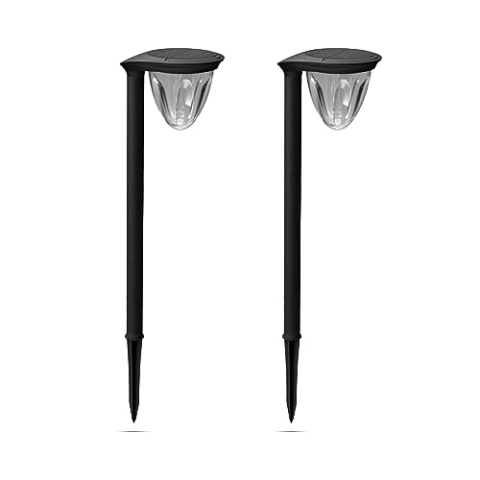 FlinQ 2er Set LED Solar Gartenleuchten Juno - Fackeln für Draußen - Gartenlampen Solar Wetterfest mit Sensor - RGB - Schwarz