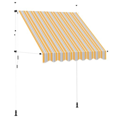 vidaXL Markise Einziehbar Handbetrieben Wasserabweisend Sonnenschutz Klemmmarkise Balkonmarkise Terrasse Balkon Garten 200cm Gelb Blau Gestreift