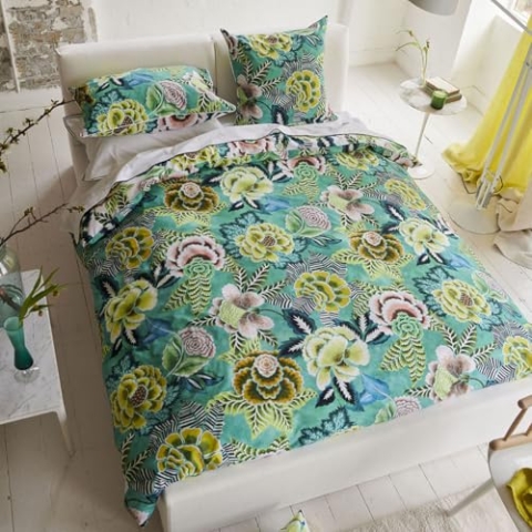 Bettbezug, Damast-Rose, Jade, 240 x 220 cm, Designers Guild