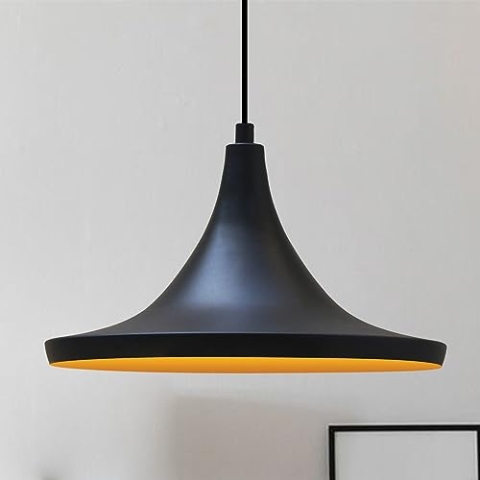 bamyum Genisy Pendelleuchte 31 cm Hängelampe Metall E27 Moderne Innen Esstisch Lampe, Skandinavisch Pendellampe für Schlafzimmer Wohnzimmer Küche Esstisch, Schwarz Küchenlampe Hängend