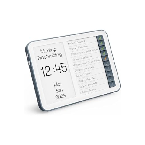 Relish - Demenzuhr mit täglicher Routineaufgaben-Organizer-Hub, Digitale Kalenderuhr mit Tag, Datum und Uhrzeit, großes übersichtliches Display, tägliche Aufgabenliste