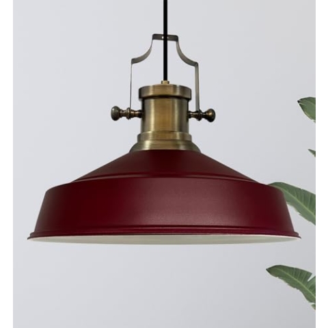bamyum Asletl Hängelampe Industrial aus Metall Ø41 cm, Küchenlampe Vintage, Hängelampe Esstisch E27, Wohnzimmerlampe Hängend Vintage, Pendelleuchte Esstisch und Wohnzimmer, Pendelleuchte Bordeaux