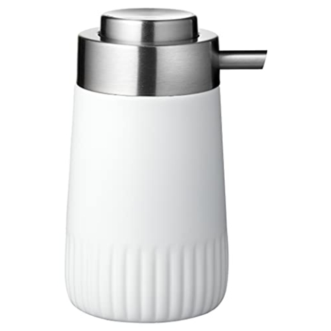 Södahl Plissé Seifenspender fürs Badezimmer, Durchmesser 8 cm, Höhe 14,5 cm, 500 ml, Weiß