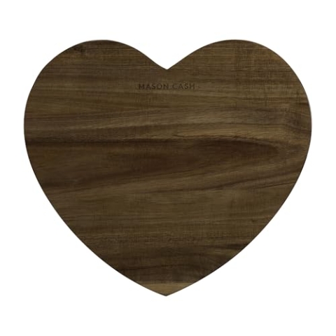 Mason Cash Rustic Charm Schneidebrett aus Akazienholz in Herzform, leicht zu reinigendes Schneidebrett für Fleisch, Gemüse und Servieren
