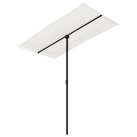 vidaXL Sonnenschirm mit Aluminium-Mast Höhenverstellbar Drehbar Ampelschirm Gartenschirm Marktschirm Strandschirm Schirm Sonnenschutz 180x110cm Sandweiß