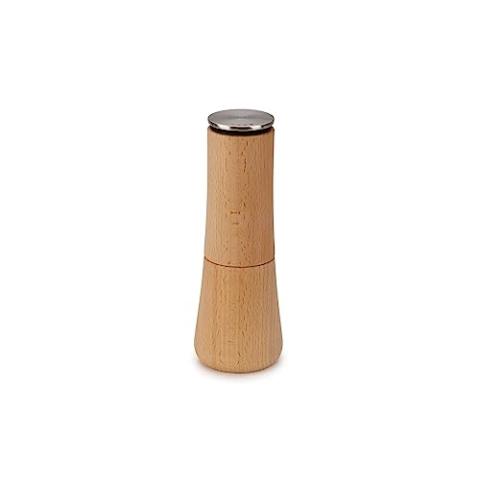 Joseph Joseph Milltop Pfeffermühle, nachfüllbar, mit Keramikmahlwerk und Anti-Verschütt-Design, aus Buchenholz