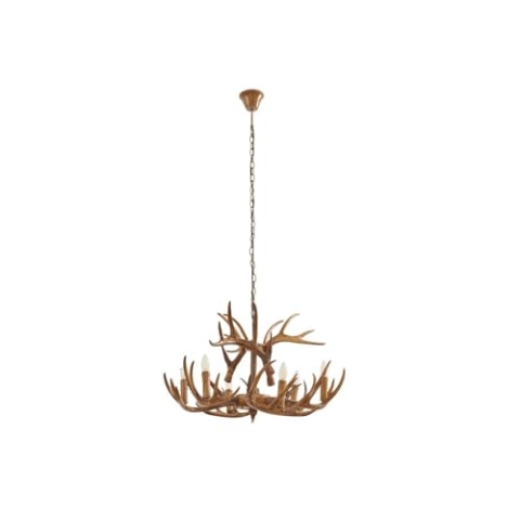 Lindby Pendelleuchte Fibi (Landhaus, Vintage Rustikal) in Braun (6 flammig E14) - Deckenlampe Esstischlampe Hängelampe Hängeleuchte Wohnzimmerleuchte