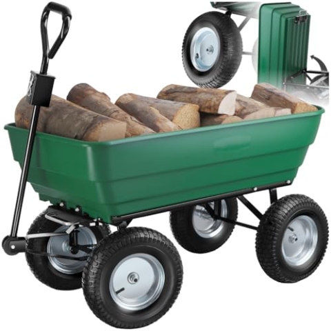 tectake® Bollerwagen, Handwagen, Transporter mit Kippfunktion, Rollwagen mit Lenkachse, Trolley, als Einkaufswagen, Bastelwagen, Transportkarre, Gartenwagen, Einkaufstrolley - Belastbarkeit 300kg