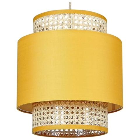 Hängelampe Stoffschirm Rattan senfgelb/natürlich BOERI