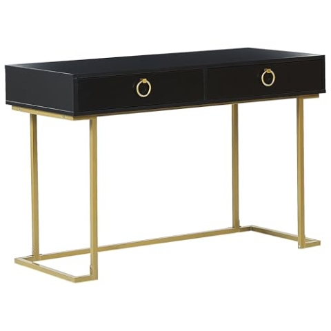 Beliani Moderner, rechteckiger Konsolentisch schwarz/Gold mit Metallgestell Westport