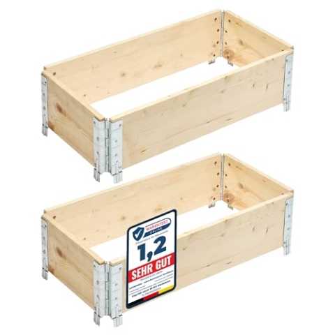 Garronda naturbelassene Hochbeete für Garten Palettenrahmen Hochbeet Holz steckbar stapelbar faltbar für Pflanzen Blumen Kräuter Obst und Gemüse Natural 2 Stück 80x40x20 cm GD-0141