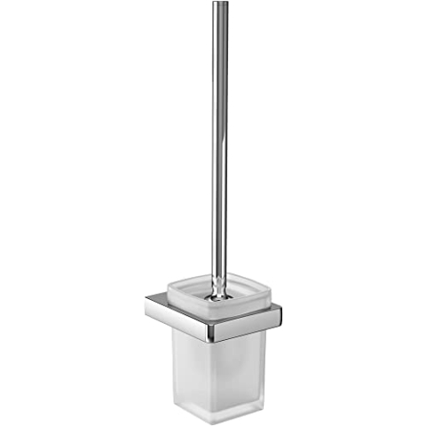 EMCO Trend Garnitur, Glas satiniert, Toilettenbürste mit Bürstenhalter, Wandmontage-21500100, Chrom, Grau, One Size
