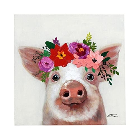 Werner Voß Bild Schweini handbemalt acryl auf Leinwand 50x50 cm