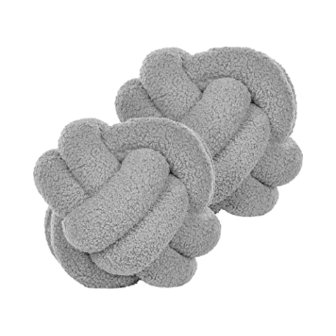 Beliani Set aus 2 modernen Boucle Deko Knoten Kissen Grau 19 x 19 cm Malni