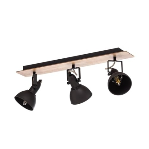 Lindby Deckenlampe Schwarz Gold, Deckenstrahler Holz Metall drehbar und schwenkbar 3 x E14 max. 40W ohne Leuchtmittel Lampe Wohnzimmer Küchenlampe