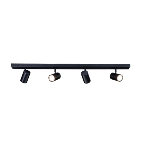 Ledvion - LED Deckenstrahler, Schwarz 4-lights, Dimmbare, 5W, 2700K, Rechteckig, GU10 Fassung, IP20, Kippbar, inkl. GU10 Lampe