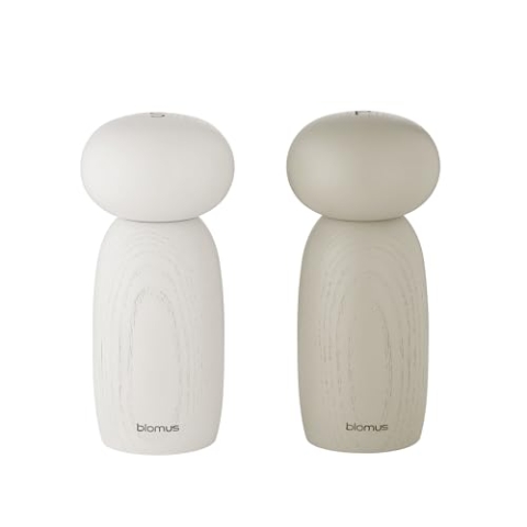 blomus Mühlenset 2tlg -MOLI- | Salz- & Pfeffermühle gefertigt aus FSC-zertifiziertem Eschenholz | Farbe Moonbeam Nomad | Keramikmahlwerk | S- und P-Markierungen | 6Ø x 13H cm