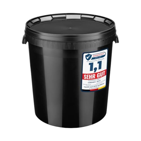 Garronda Eimer mit Deckel 30 L für die Lagerung von Lebensmittel- und Chemischen Produkten 20 Stück Schwarz GD-0104