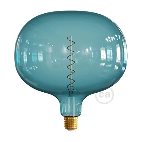 creative cables LED-Glühbirne XXL Cobble ozeanblau (Ocean Blue) Spiral-Filament 4W E27 dimmbar 2200K