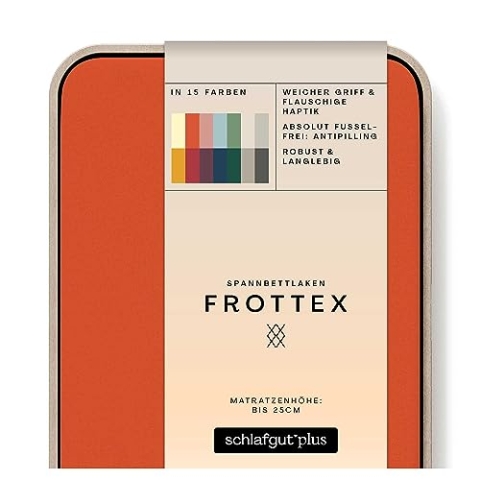 schlafgut Frottex Spannbettlaken 180x200cm bis 200x200cm – Red Mid - 75% Baumwolle, 25% Polyester, Oeko-TEX Zertifiziert - Matratzenhöhe bis 25 cm, Frottee Bettlaken