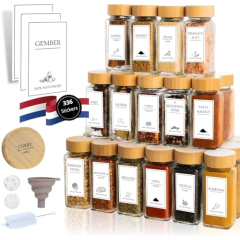 Comforder Kruidenpotjes met Bamboe Deksel, Gewürzgläser
