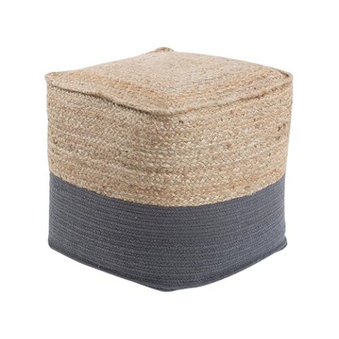 Beliani Boho Pouf Baumwolle Jute quadratisch beige/rdunkelgrau Kirama