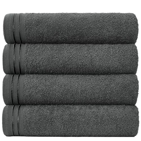 GC GAVENO CAVAILIA Große Handtücher, Badetuch, sehr saugfähig, ägyptische Baumwolle, Handtuch-Set, 4 Stück, extra weich, großes Badetuch, Anthrazit, schnell trocknend, 500 g/m², waschbare Handtücher,