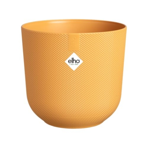 elho Jazz Round 35 cm blumentopf - Großer Pflanzentopf für den Innenbereich - 100% recycelter Kunststoff - Einzigartige Struktur - Gelb/Amber Gelb