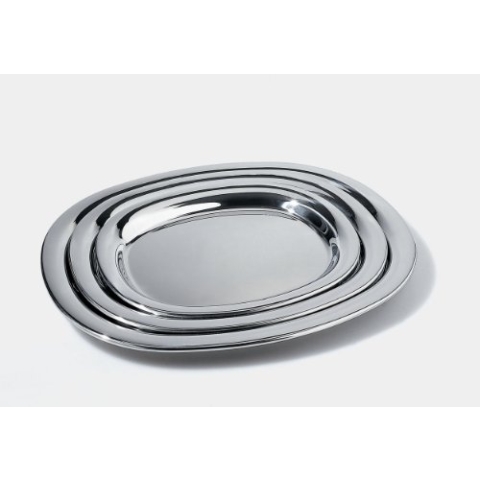 Alessi Servierplatte, Edelstahl, Silber, 10 x 25 x 29.5 cm