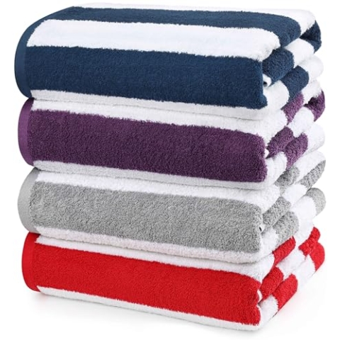 Utopia Towels 4er-Pack Strandtücher 76x152 cm, saugfähige Handtücher aus 100% Baumwolle (Rot,Marineblau,Grau,Pflaume)
