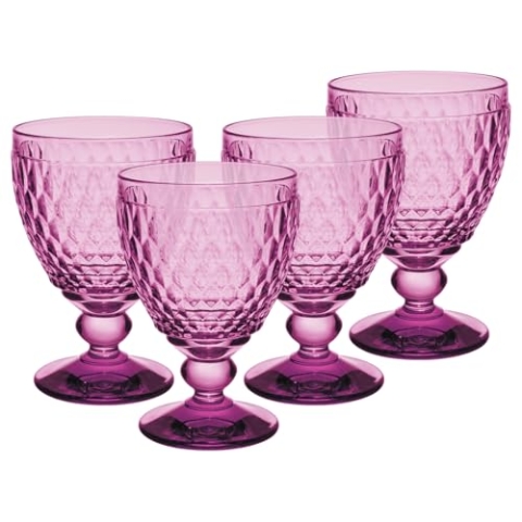 Villeroy & Boch Boston Berry Rotweinglas 4er Set, 200 ml, Kristallglas für Rotwein, Spülmaschinengeeignet, Rosa
