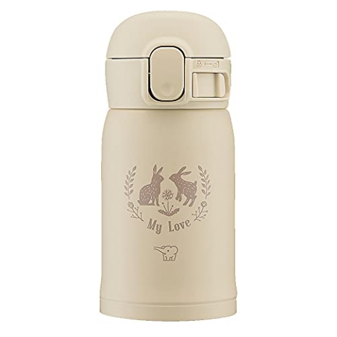 Zojirushi SM-WP24-CM Zojirushi Wasserflasche, One-Touch-Edelstahlbecher, nahtlos, 0,24 l, Beige, 301.6 ml (0.24 L)